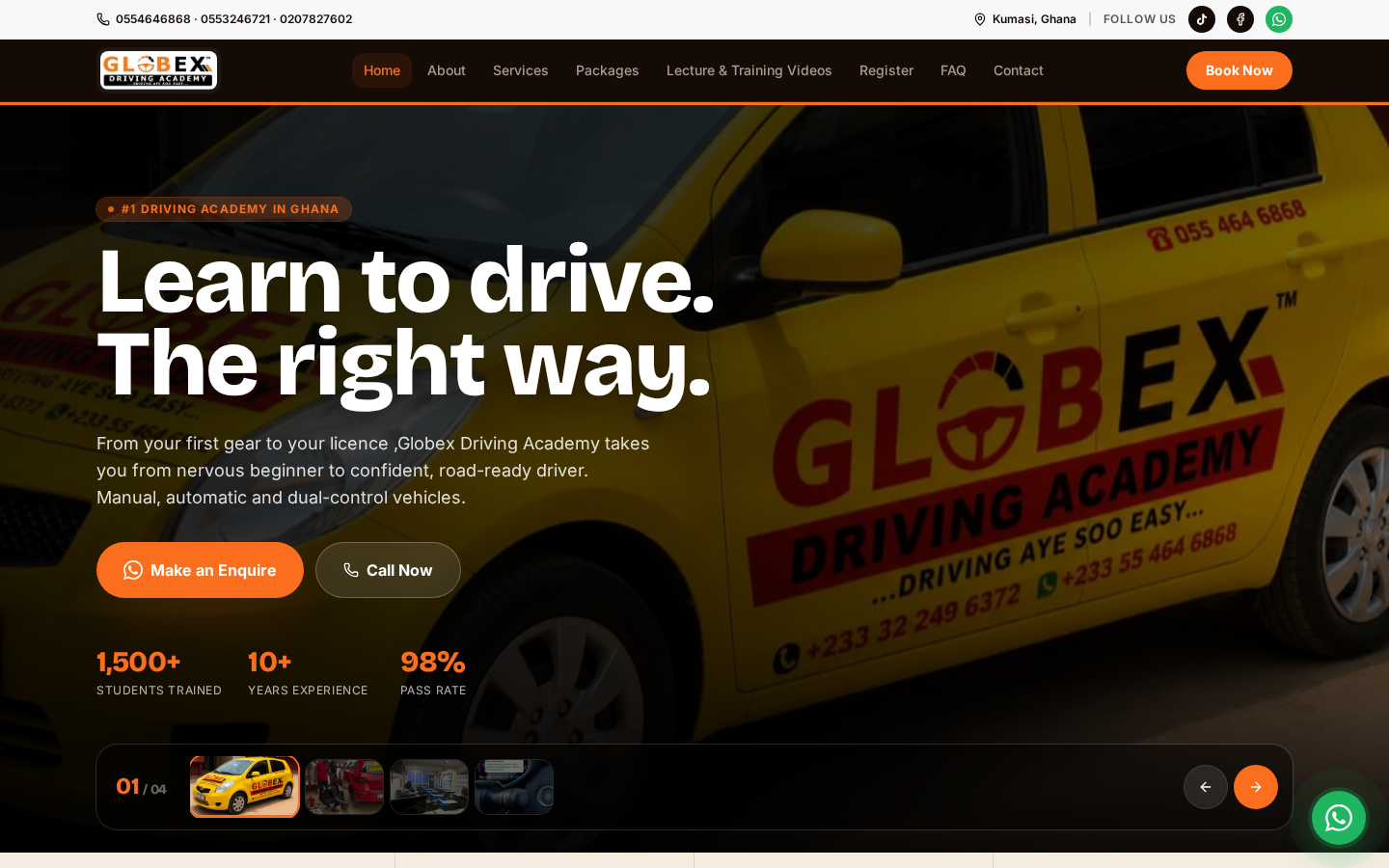 Globex Driving Academy website by Jaytech Digitals